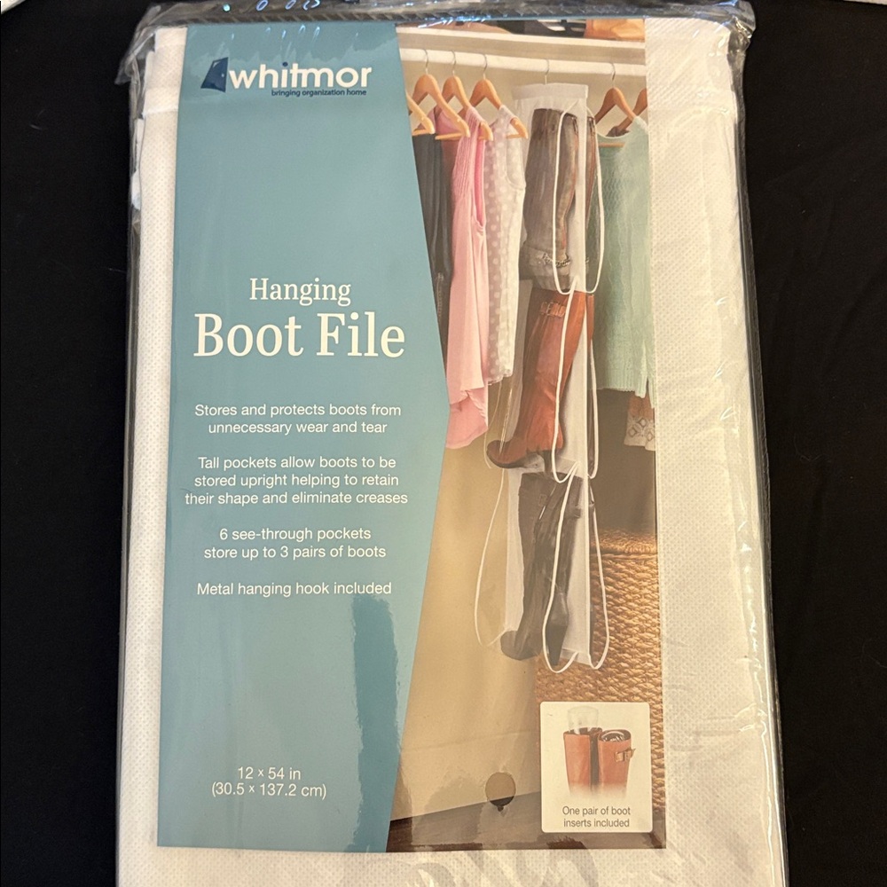 Bundle of 4 WHITMOR Hanging Boot File Organizer in White/Clear